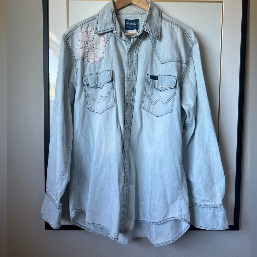 Vintage re-worked Wrangler denim button up size XL
